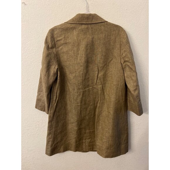 J. Jill Womens Tan Linen Blazer Jacket With 3/4 Sleeves & Button Closures size m - Picture 2 of 6